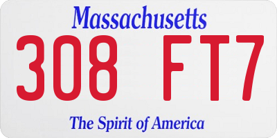 MA license plate 308FT7