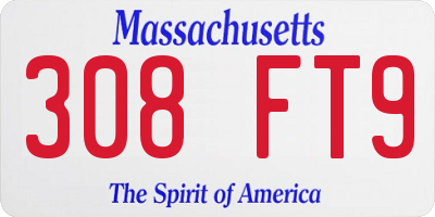 MA license plate 308FT9