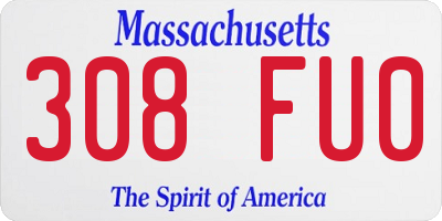 MA license plate 308FU0