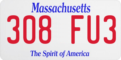 MA license plate 308FU3