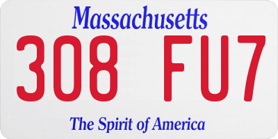 MA license plate 308FU7