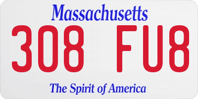MA license plate 308FU8