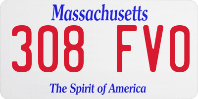MA license plate 308FV0