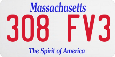 MA license plate 308FV3