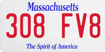MA license plate 308FV8
