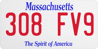 MA license plate 308FV9