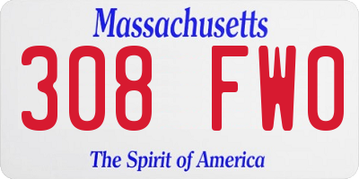 MA license plate 308FW0