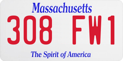 MA license plate 308FW1