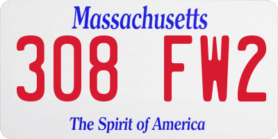 MA license plate 308FW2