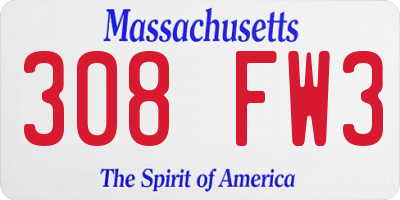 MA license plate 308FW3
