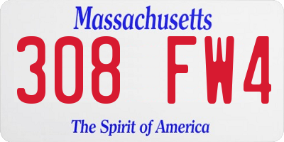 MA license plate 308FW4