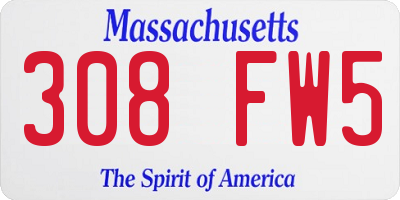 MA license plate 308FW5