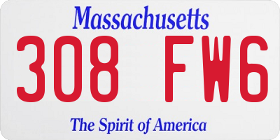 MA license plate 308FW6