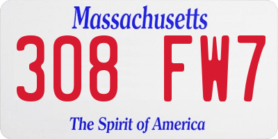 MA license plate 308FW7
