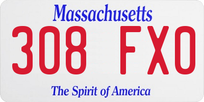 MA license plate 308FX0