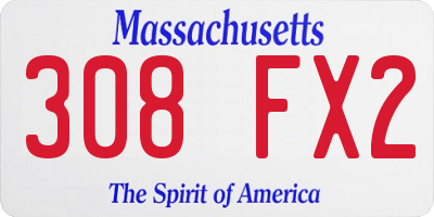 MA license plate 308FX2