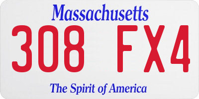 MA license plate 308FX4