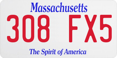 MA license plate 308FX5