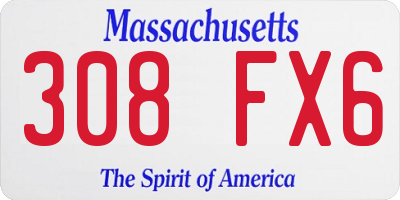 MA license plate 308FX6