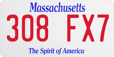 MA license plate 308FX7