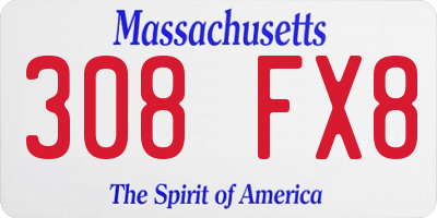 MA license plate 308FX8