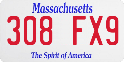 MA license plate 308FX9