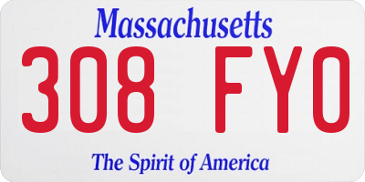 MA license plate 308FY0