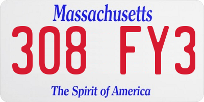 MA license plate 308FY3
