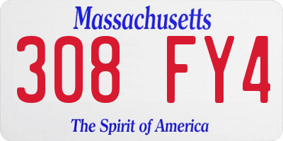 MA license plate 308FY4