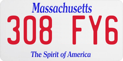 MA license plate 308FY6