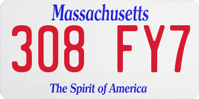 MA license plate 308FY7