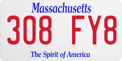 MA license plate 308FY8