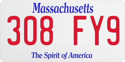 MA license plate 308FY9