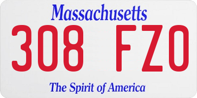MA license plate 308FZ0