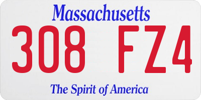 MA license plate 308FZ4