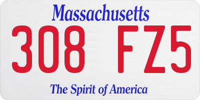 MA license plate 308FZ5