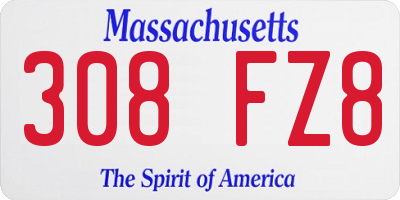 MA license plate 308FZ8