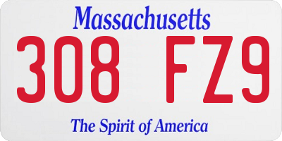 MA license plate 308FZ9