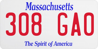 MA license plate 308GA0