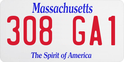 MA license plate 308GA1