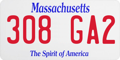 MA license plate 308GA2
