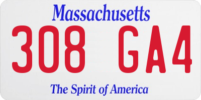 MA license plate 308GA4