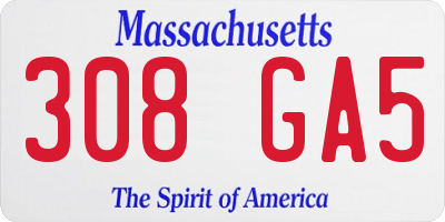 MA license plate 308GA5