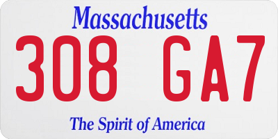 MA license plate 308GA7