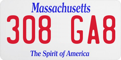 MA license plate 308GA8
