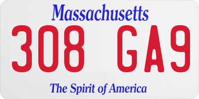 MA license plate 308GA9