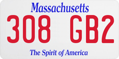 MA license plate 308GB2