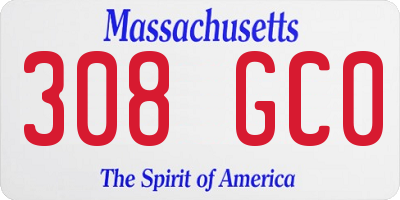 MA license plate 308GC0