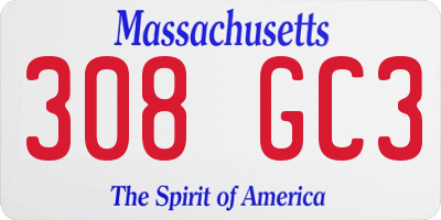 MA license plate 308GC3