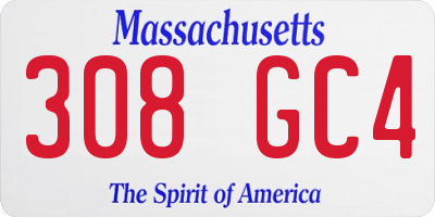MA license plate 308GC4